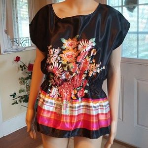 🍓Silk floral top M 🍓